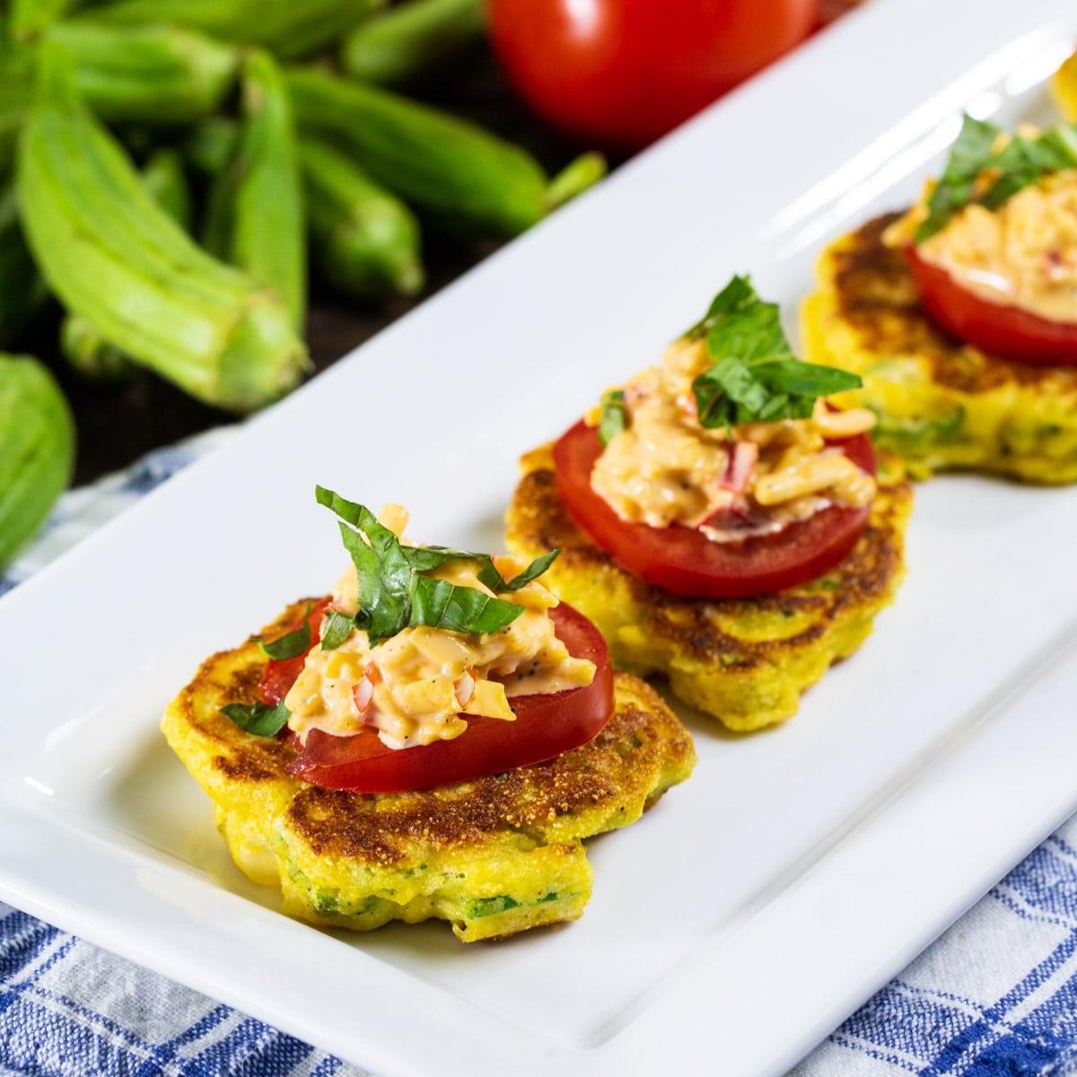 Okra Pancakes with Pimento Cheese