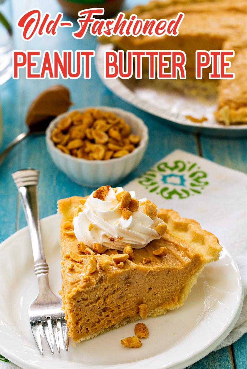 Old-Fashioned Peanut Butter Pie slice on a plate.