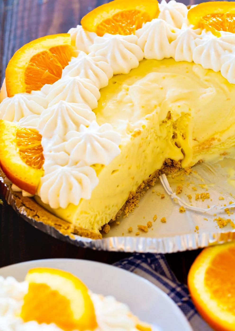 Orange Creamsicle Pie in pie pan.
