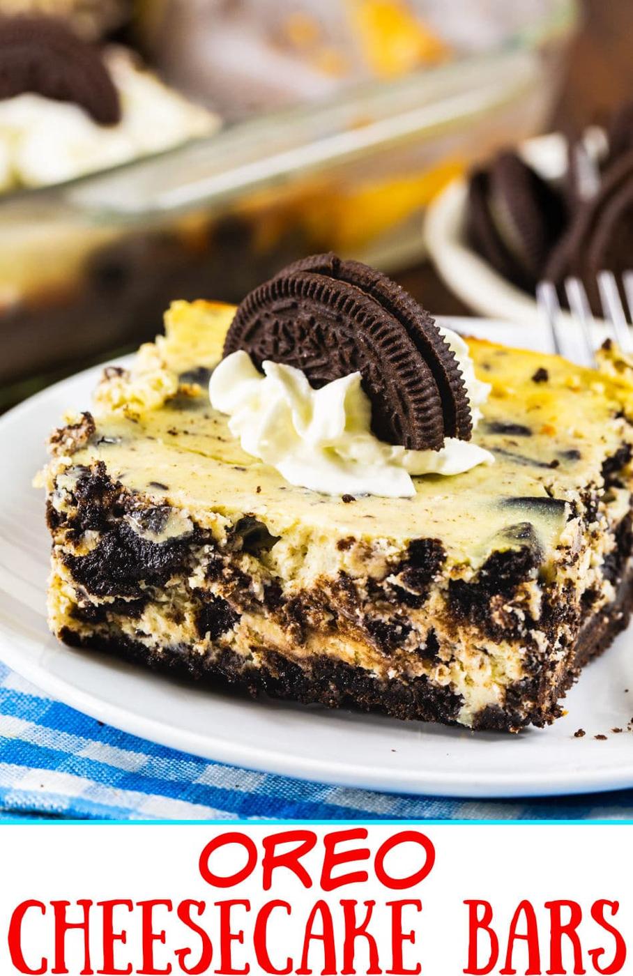 Oreo Cheesecake Bar on a plate.
