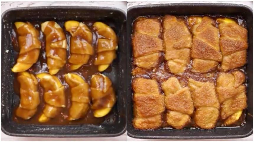 Before and after baking.