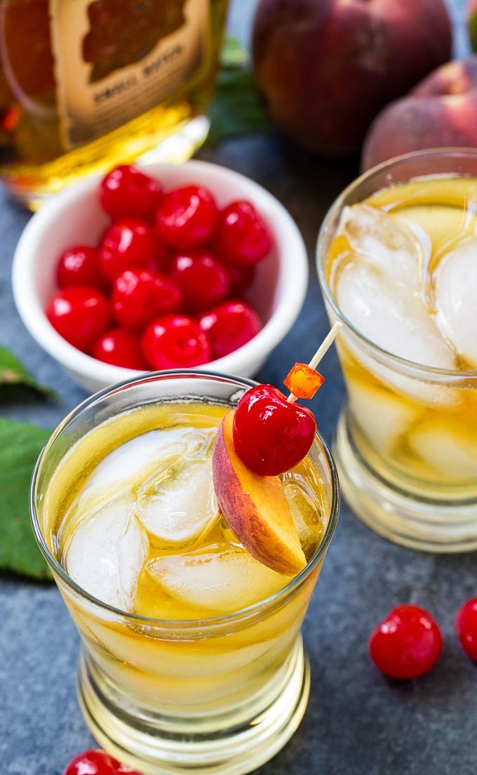 Peach Old-Fashioned Cocktail