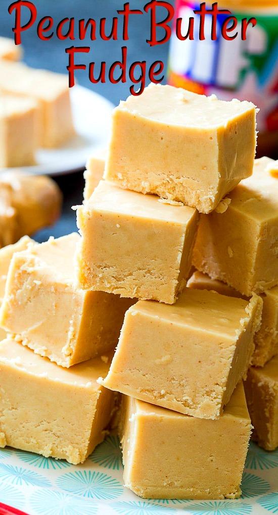 Fudge stacked up on a plate.