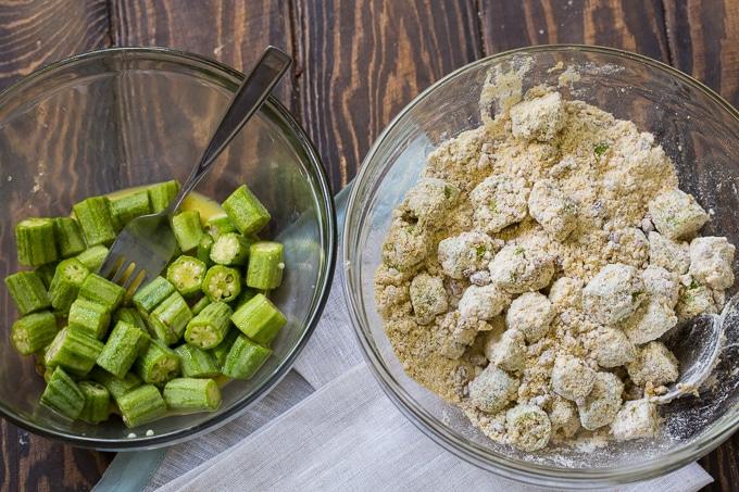 Pecan Crusted Fried Okra makes a delicious southern appetizer
