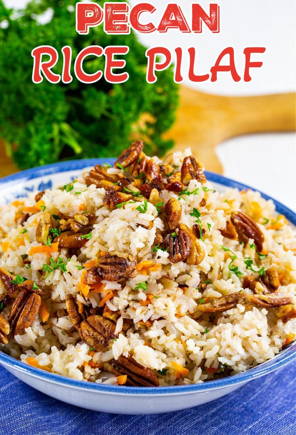 Pecan Rice Pilaf in a serving bowl.
