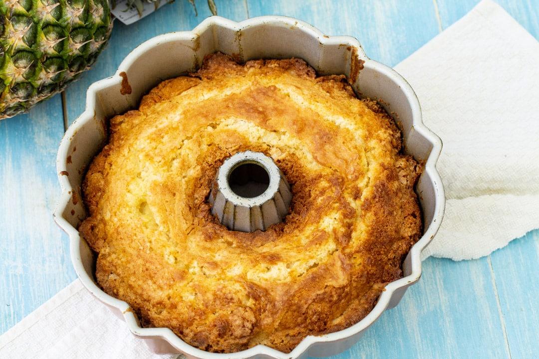 Cake in bundt pan.