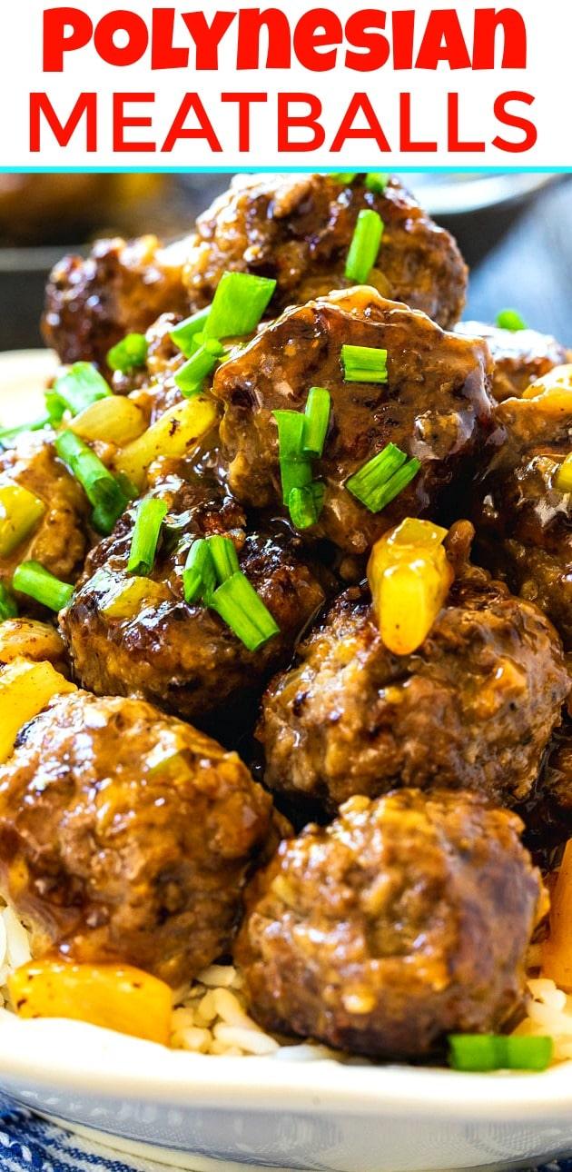 Polynesian Meatballs served over white rice