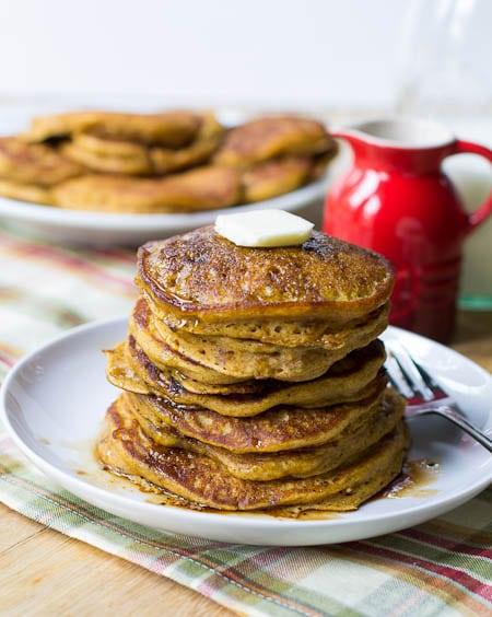 Pumpkin Pancakes with Bourbon Vanilla Syrup