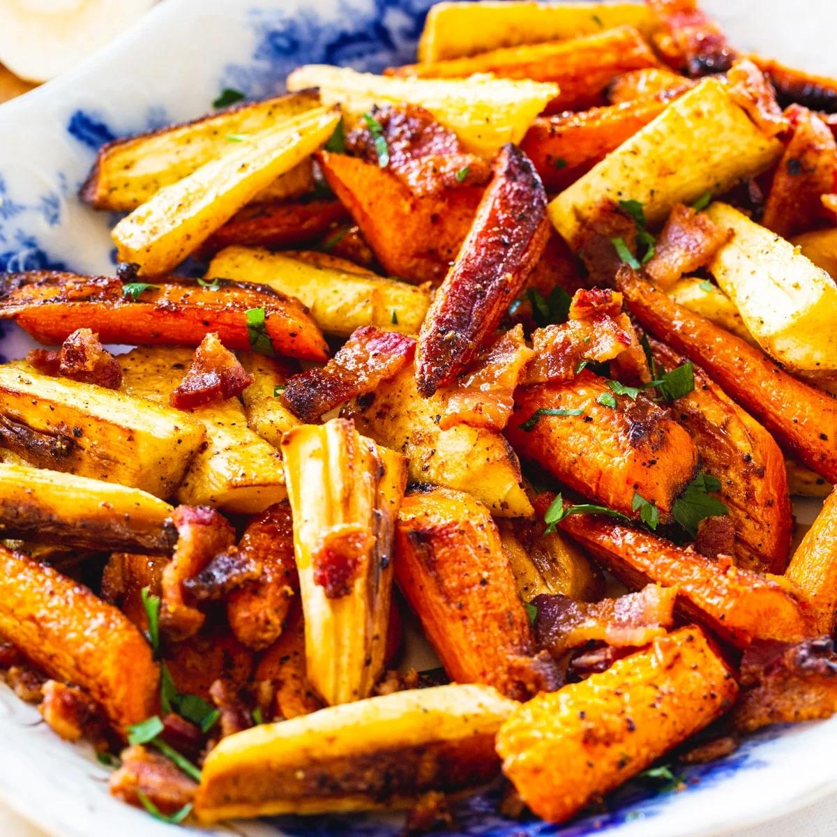 Roasted Carrots and Parsnips with Bacon