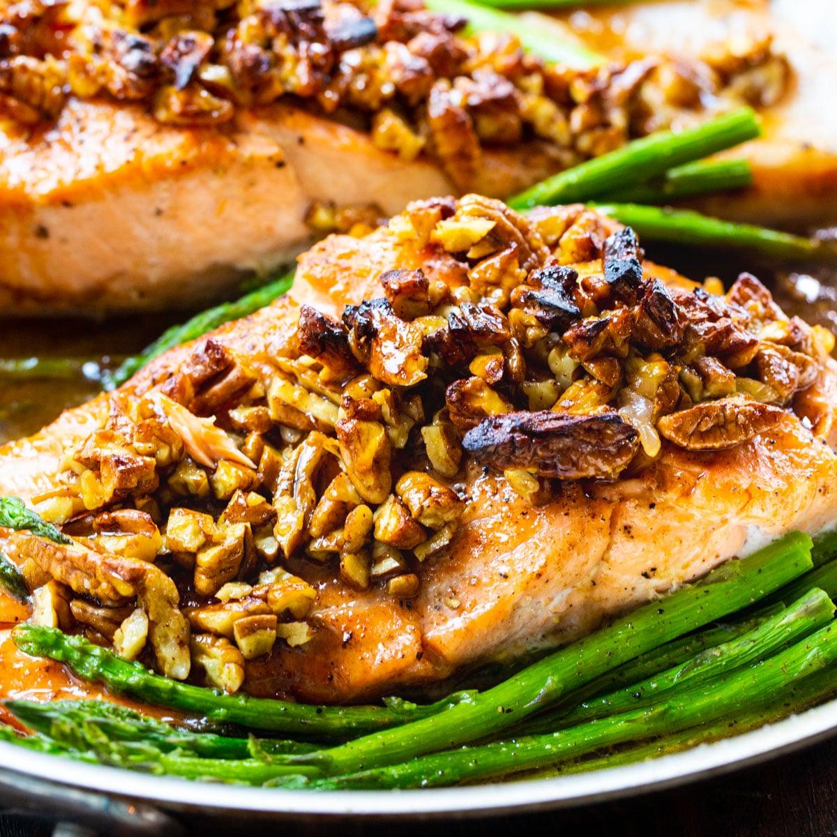 Salmon with Bourbon-Pecan Glaze