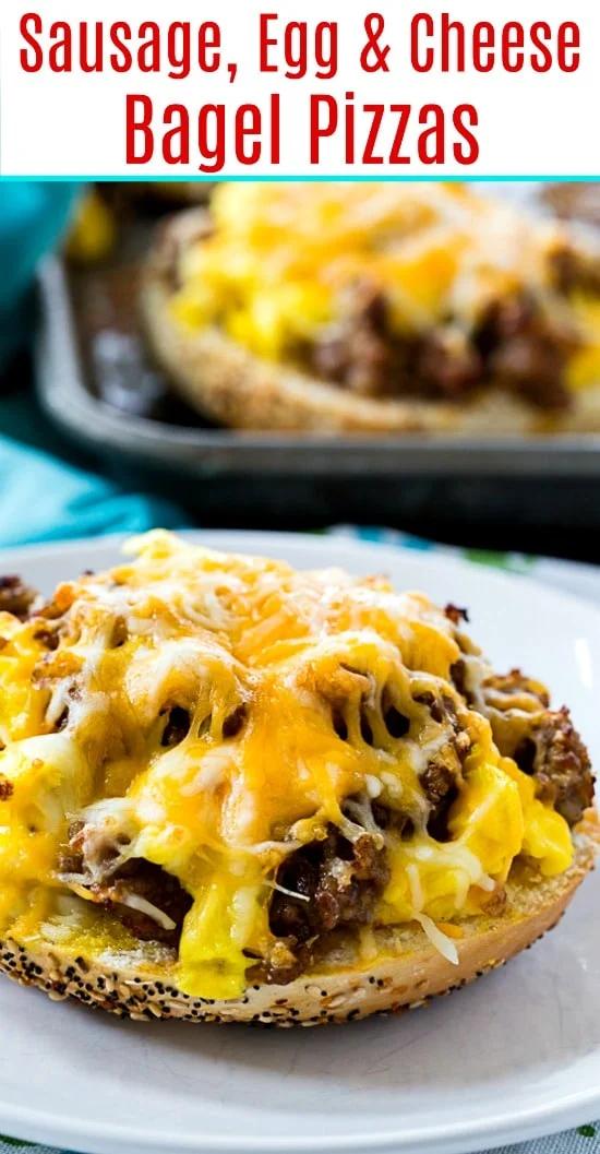Sausage, Egg & Cheese Bagel Pizzas