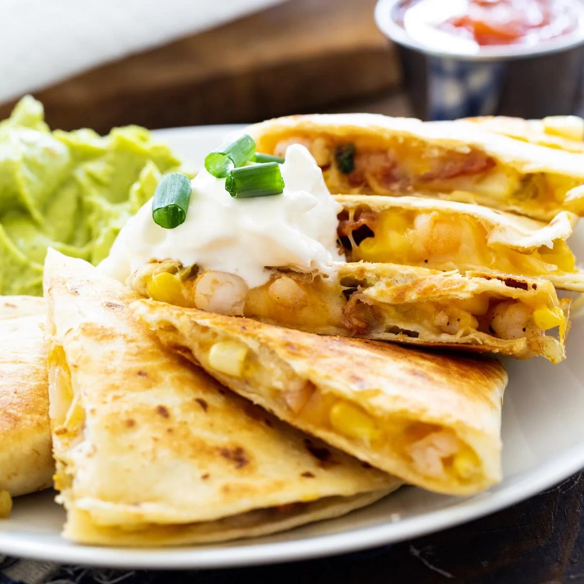 Shrimp, Bacon, and Corn Quesadillas