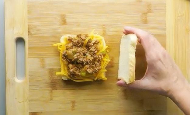 Assembling the sandwich.
