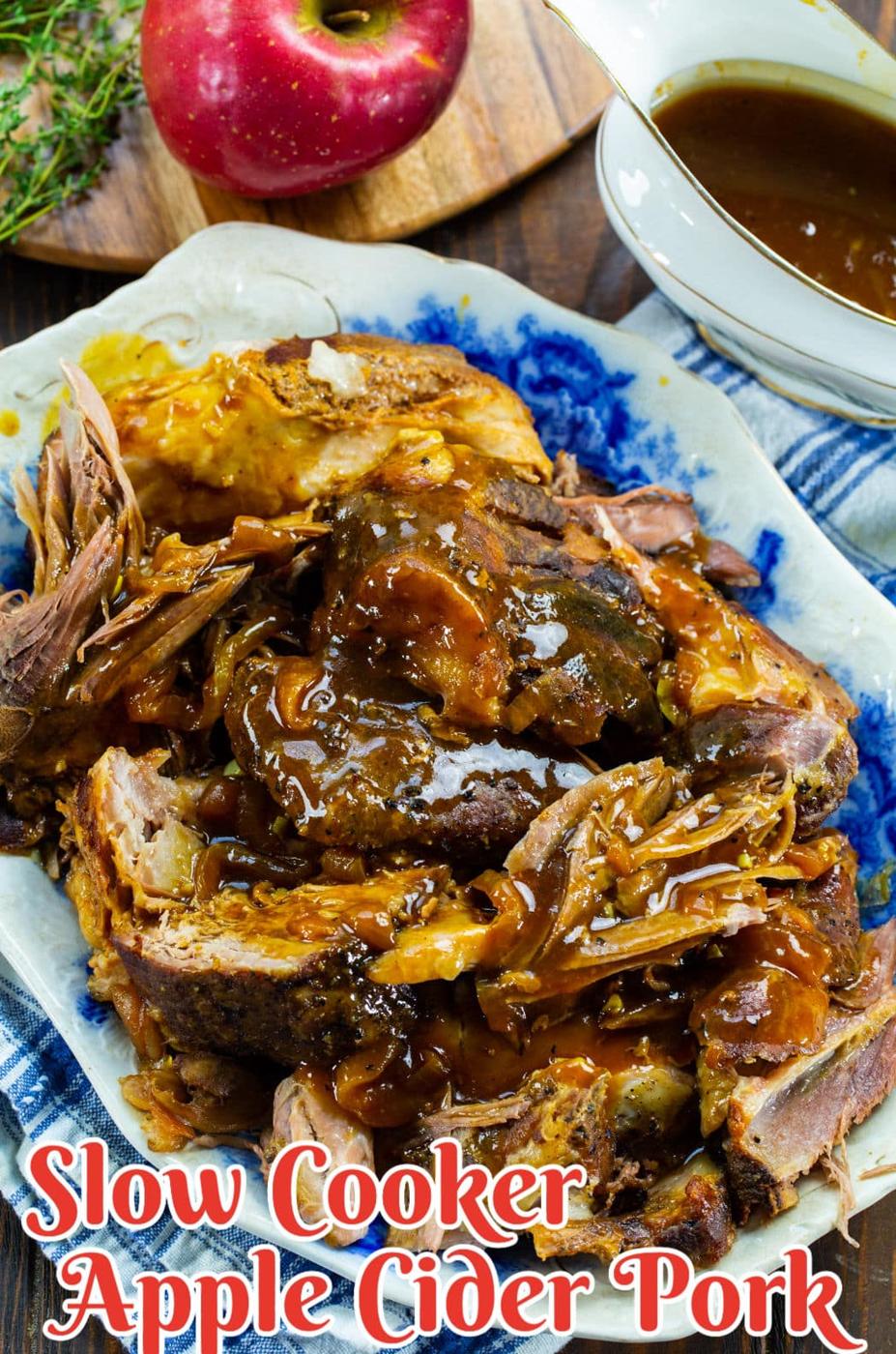 Slow Cooker Pork on a serving plate.