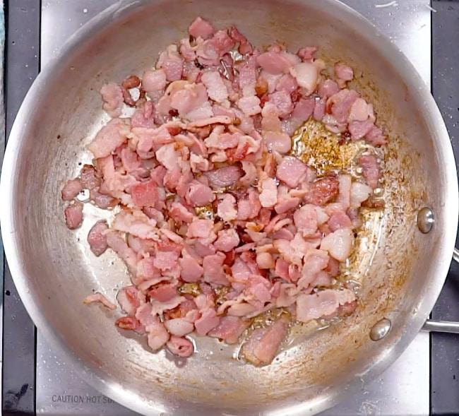 Cooking the bacon.