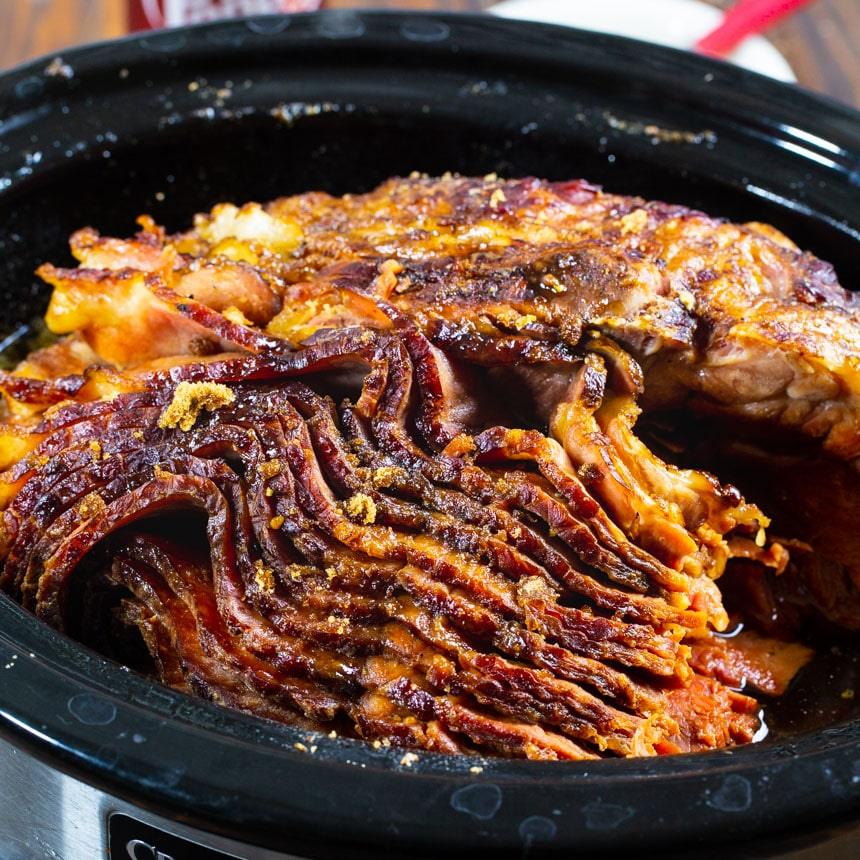 Ham in a crock pot.