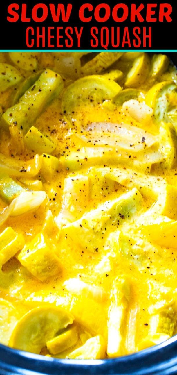 Crock Pot full of cheesy squash