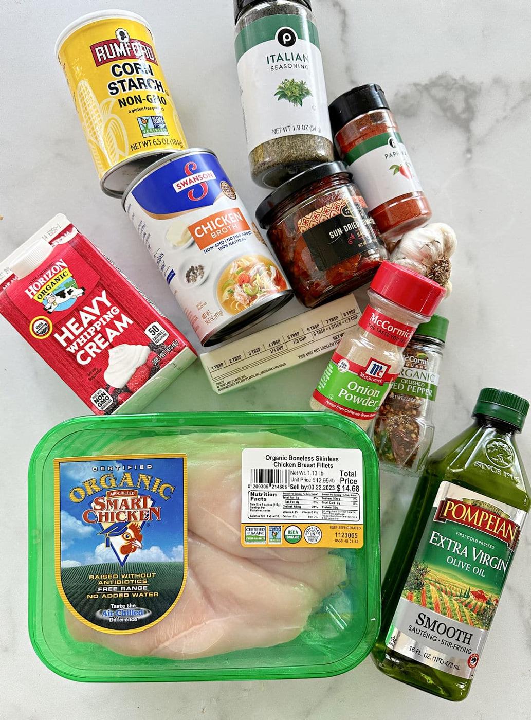 Ingredients neeeded for recipe.