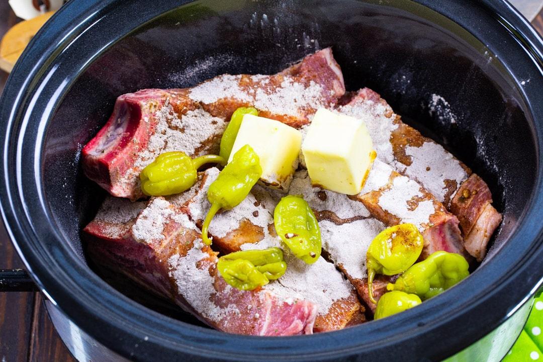 Ingredients in the slow cooker.