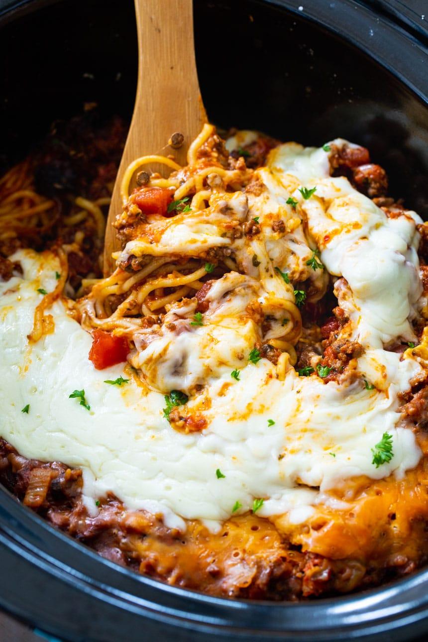 Slow Cooker Spaghetti Casserole