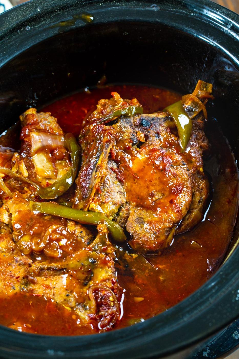 Asian Pork Chops in a slow cooker.