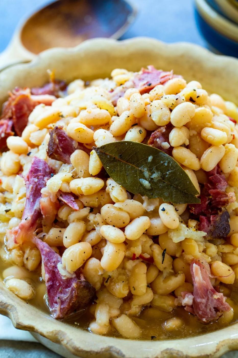 Slow Cooker White Beans in a serving bowl.