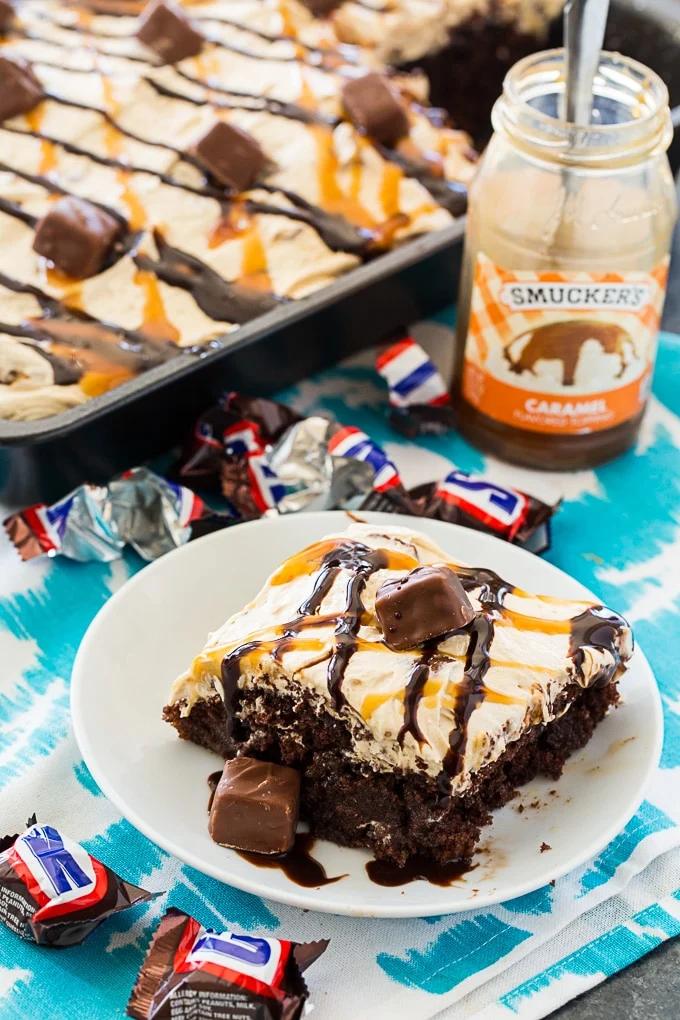 Snickers Poke Cake