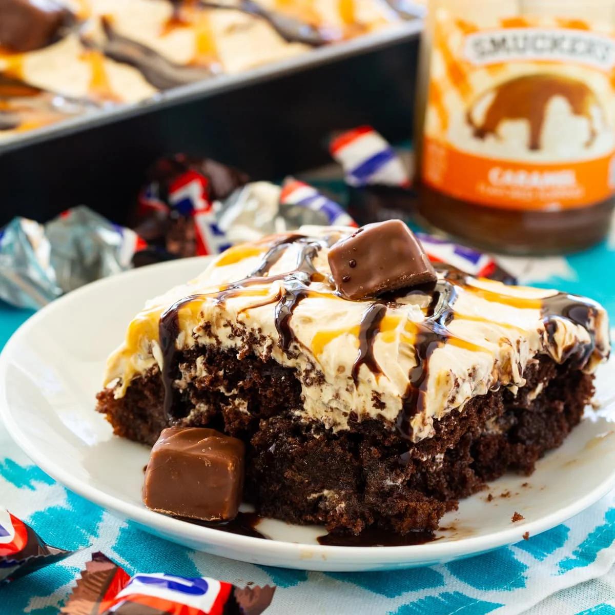 Snickers Poke Cake