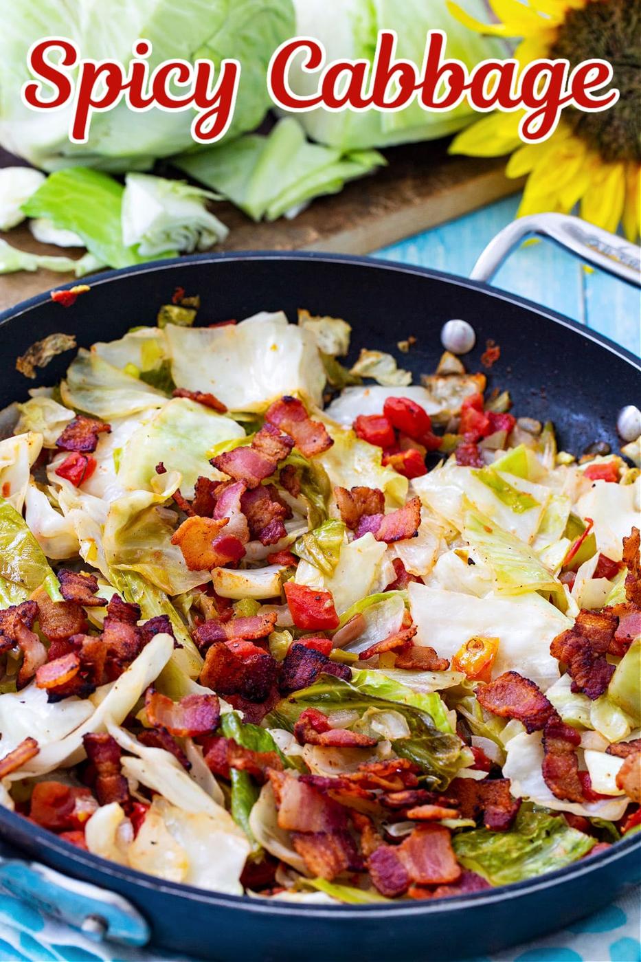 Cabbage in a skillet.