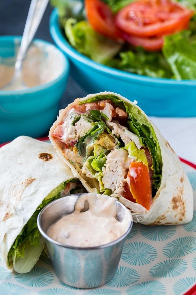 Spicy Chicken Caesar Salad Wrap
