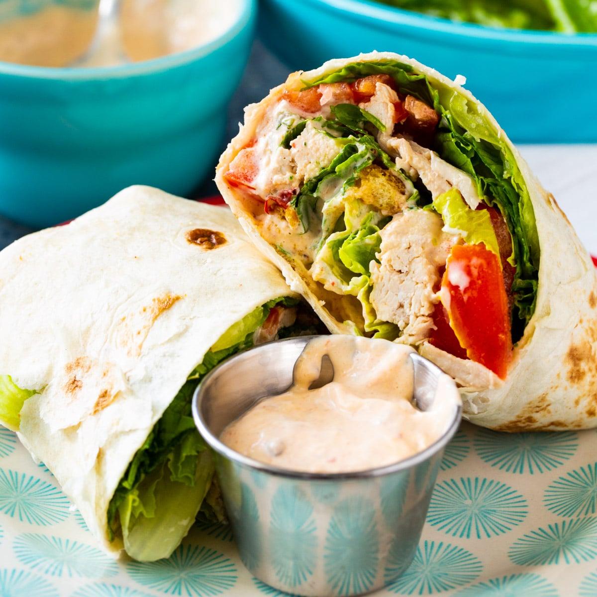 Spicy Chicken Caesar Salad Wrap