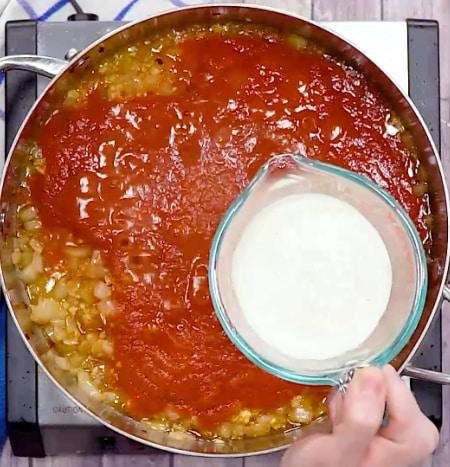 Adding half-and-half.