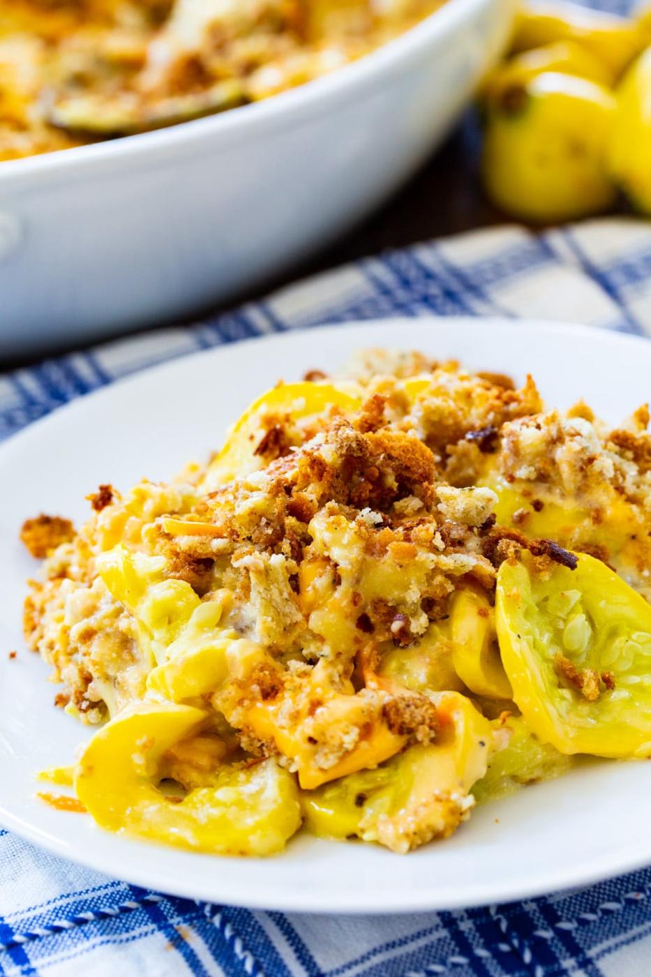 Serving of casserole on a plate.