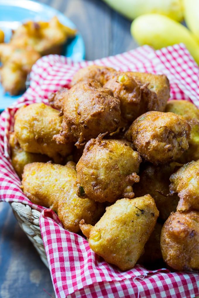 Squash Puppies made with yellow squash