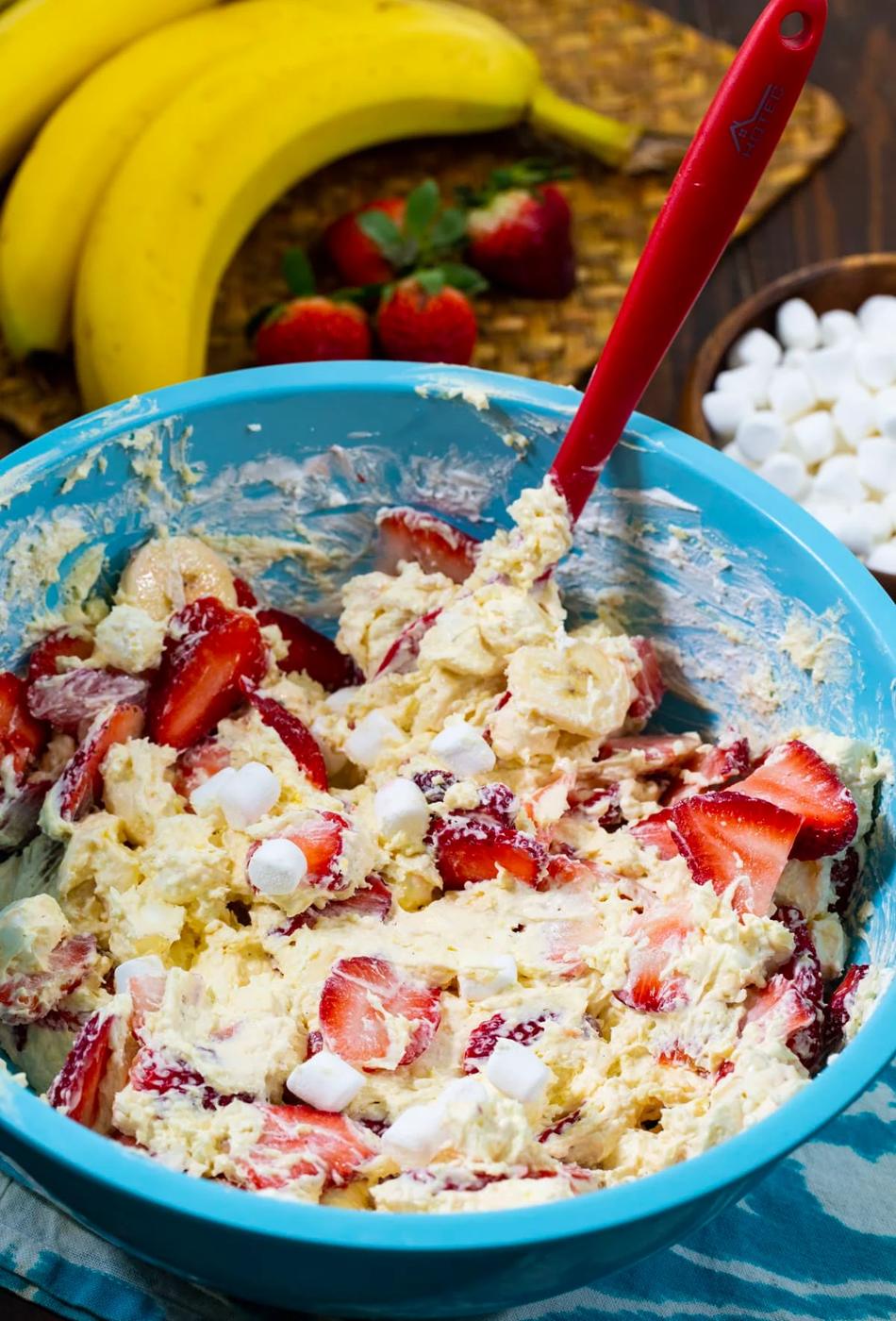 Cheesecake Salad in a mixing bowl.