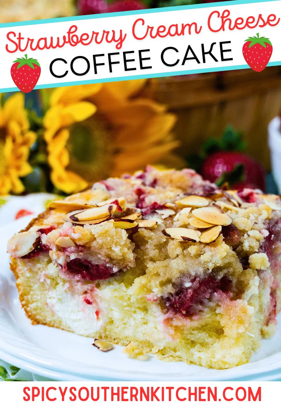 Strawberry Cream Cheese Coffee Cake on a plate.
