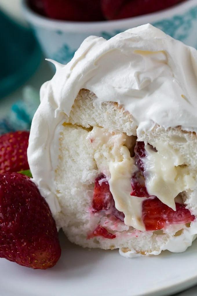 Strawberry Filled Angel Food Cake