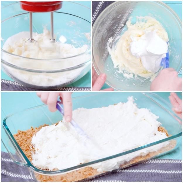 Making the cream cheese layer.