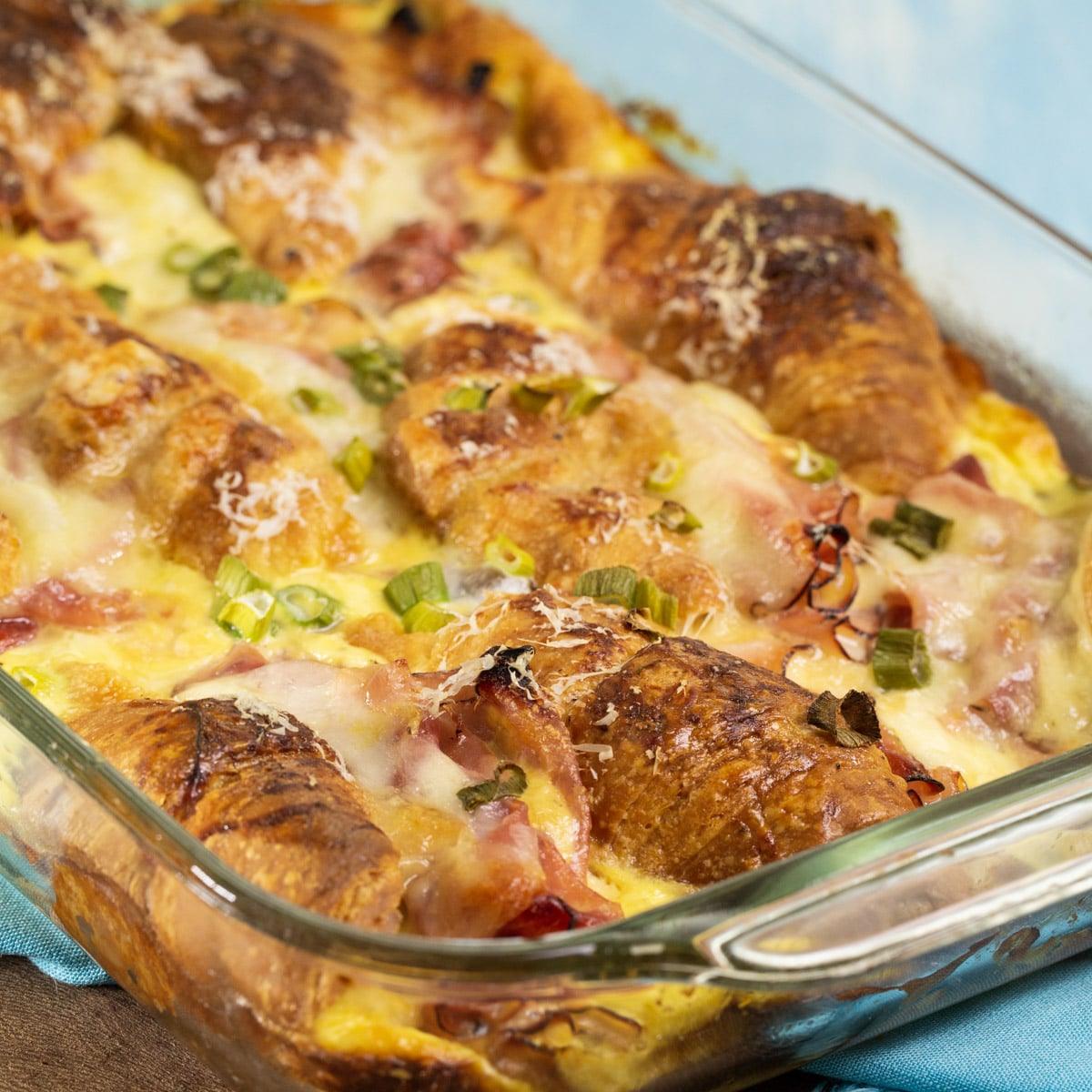 Stuffed Ham and Cheese Croissant Casserole