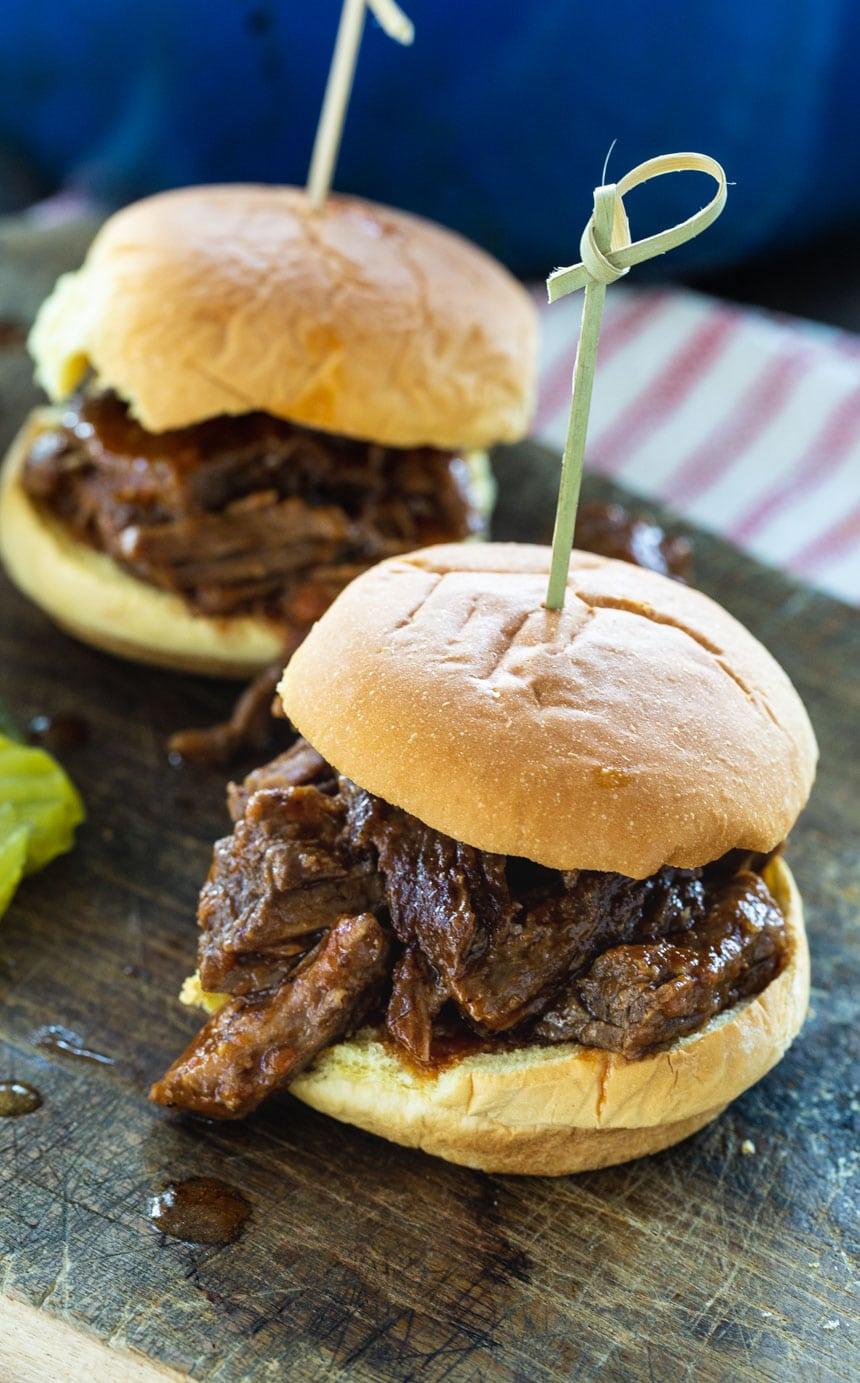 Two mini BBQ Beef Sliders.