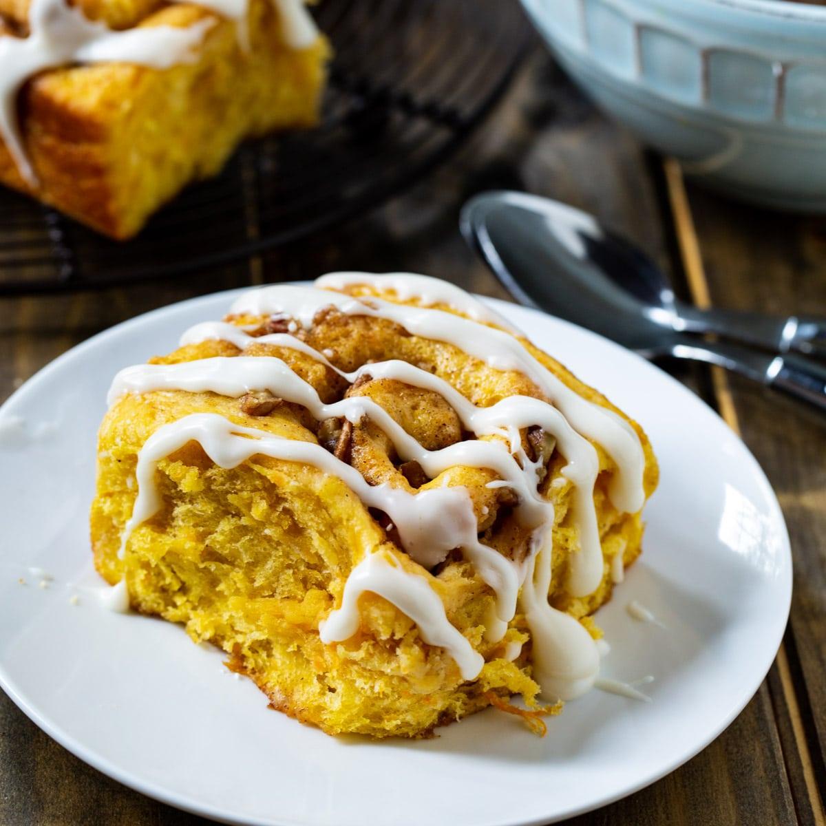 Sweet Potato Cinnamon Roll on a plate.