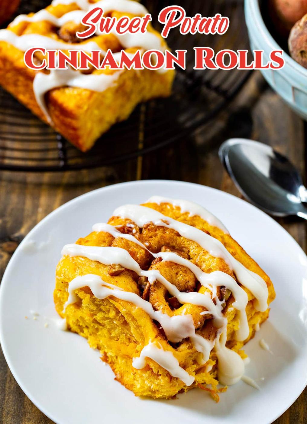 Sweet Potato Cinnamon Roll on a plate.