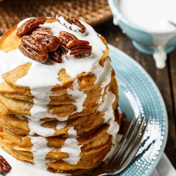 Sweet Potato Pancakes with Marshmallow Sauce