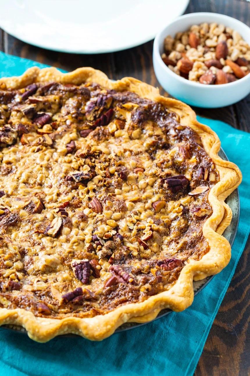 Toffee Nut Pie made with a refrigerated pie crust