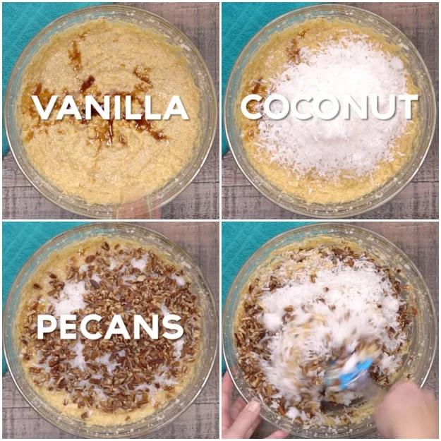 Mixing the batter together.