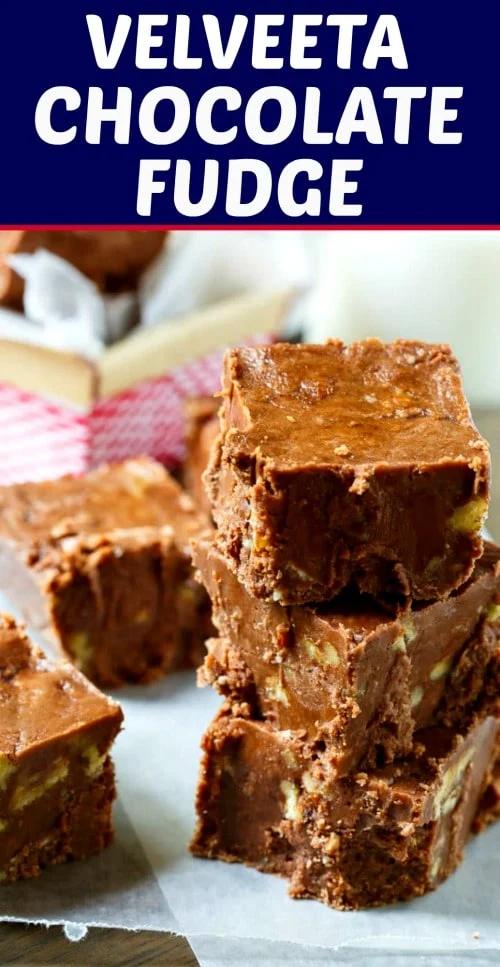 Velveeta Chocolate Fudge is so creamy and smooth #chocolate #candy #fudge