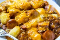 Hot Dog and Cheesy Tater Tot Bake