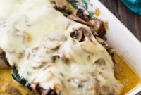 Velvety Spinach Mushroom Smothered Chicken