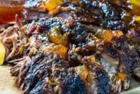 Slow-Roasted Beef Brisket with Bourbon Peach Glaze
