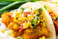 Crispy Catfish Tacos with Tequila Spiked Creamed Corn